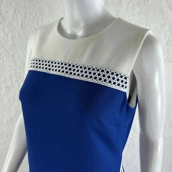 Tommy Hilfiger Blue White Color Block Asymmetrical Dress size 6 Stretch Classy - Picture 10 of 16